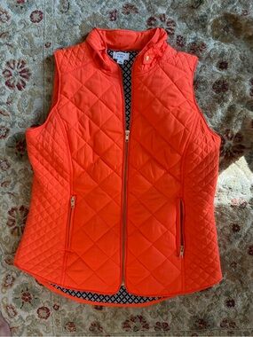 crown & ivy Bright Orange Quilted Sleeveless Vest